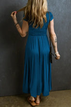 Smocked V-Neck Cap Sleeve Dress Maxi Dresses