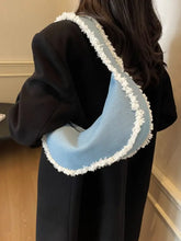 Raw Hem Denim Shoulder Bag Light Blue One Size Shoulder Bags