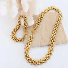 Gold Chain Link Jewelry Set with Necklace and Bracelet Fashion Jewelry