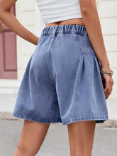 Ruched Half Elastic Waist Denim Shorts Denim Shorts