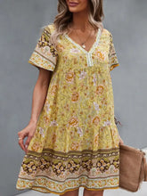 Floral Print V-Neck Summer Dress Woman Casual Dress