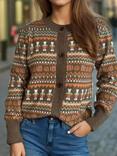 Graphic Button Down Long Sleeve Cardigan Woman Outerwear