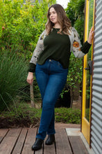 Plus Size Floral Waffle-Knit Round Neck Blouse Woman Blouses