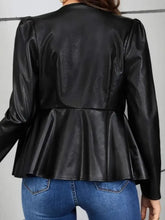 Peplum Zip Up Long Sleeve Jacket Woman Outerwear