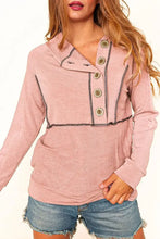 Buttoned Long Sleeve Hoodie Woman Sweatshirts