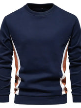 Men's Side Striped Contrast Round Neck Sweatshirt Navy Mens Tops