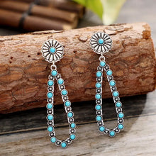 Flower Artificial Turquoise Teardrop Earrings Earrings
