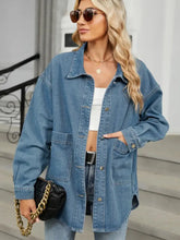 Removable Hood Button Up Long Sleeve Denim Jacket Woman Outerwear