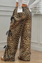 Leopard Bow Tie Elastic Waist Pants Woman Pants