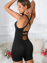 Crisscross Scoop Neck Wide Strap Romper Woman Activewear