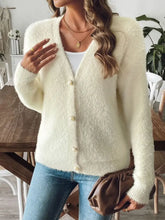 Button Up V-Neck Long Sleeve Cardigan Woman Outerwear