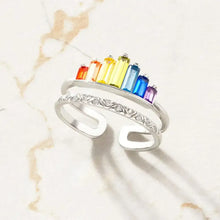 Zircon 925 Sterling Silver Double-Layered Ring Rings