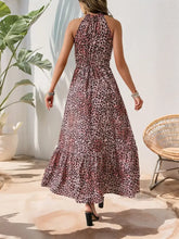 Butterfly Leopard Grecian Neck Maxi Dress Woman Maxi Dress