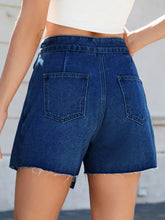 Frayed Hem Asymmetrical Denim Skort Denim Shorts