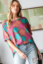HOPELY Full Size Floral Round Neck Side Slit T-Shirt Woman T Shirts