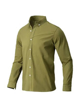 Men's Full Size Collared Neck Button Down Shirt Plus Size Matcha Green Mens Tops