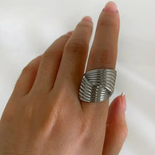 2-Piece Stainless Steel Textured Wave Ring Fashion Jewelry