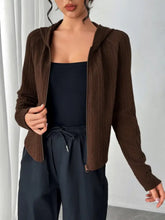 Texture Zip Up Long Sleeve Hooded Outerwear Woman Outerwear