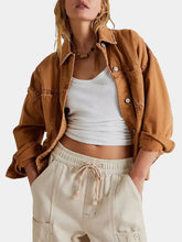 Button Up Drop Shoulder Denim Jacket Caramel Woman Outerwear