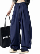 Men's Full Size Wide Leg Drawstring Pants Plus Size Navy Woman Sweatpants