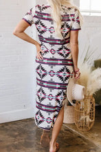 Aztec Print V-Neck Midi Dress Woman Casual Dress