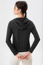 Drawstring Zip Up Hooded Active Outerwear Woman Activewear