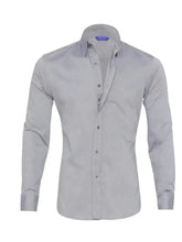 Men's Full Size Classic Button-Down Long Sleeve Business Shirt Plus Size Gray Mens Tops