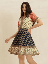 Printed V-Neck Short Sleeve Dress Casual Dresses