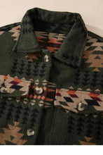 Pocketed Geometric Collared Neck Jacket Woman Outerwear