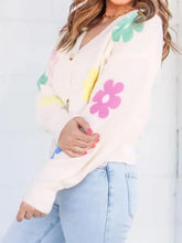 Plus Size Flower Button Up Long Sleeve Cardigan Woman Outerwear