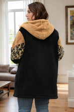 Plus Size Leopard Zip Up Hooded Outerwear Woman Outerwear