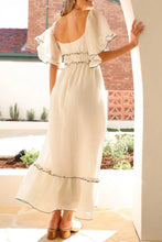 Square Neck Short Sleeve Midi Dress Woman Dress