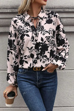 Perfee Printed Tie Neck Balloon Sleeve Blouse Woman Blouses