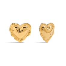 18K Gold-Plated Heart Shaped Stud Earrings Earrings