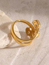 18K Gold-Plated Stainless Steel Geometric Inlaid Zircon Ring Fashion Jewelry