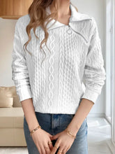 Oblique Zipper Collared Neck Long Sleeve Sweatshirt Woman Sweatshirts