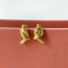 18K Gold-Plated Twisted Knot Stud Earrings Earrings