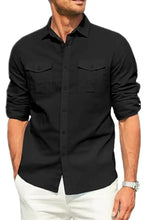 Men's Plus Size Button Down Collared Neck Long Sleeve Shirt Black Mens Tops