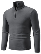 Men's Plus Size Quarter Zip Long Sleeve Knit Top Dark Gray Mens Tops
