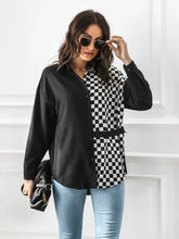 Contrast Button Up Long Sleeve Shirt Woman Shirt