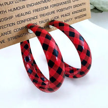 Plaid PU Leather Hoop Earrings Earrings