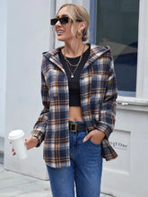 Ivy Lane Plaid Button Up Long Sleeve Hooded Jacket Woman Outerwear