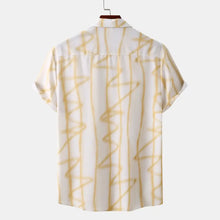 Men's Plus Size Abstract Lines Print Short Sleeve Summer Casual Shirt Mens Tops