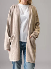 Open Front Long Sleeve Cardigan with Pockets Woman Outerwear