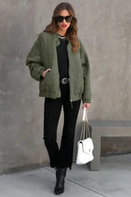 Zip Up Drop Shoulder Long Sleeve Puffer Jacket Woman Outerwear