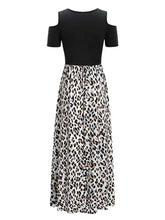 Leopard Round Neck Cold Shoulder Dress Woman Maxi Dress