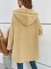 Fuzzy Button Up Hooded Jacket Woman Outerwear