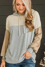 Drawstring Color Block Long Sleeve Hoodie Woman Sweatshirts