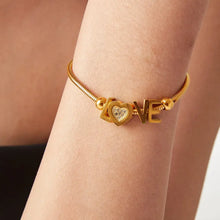 Titanium Steel Rhinestone Letter Bracelet Bracelets