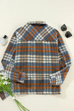 Plaid Collared Neck Jacket with Chest Pockets Woman Outerwear